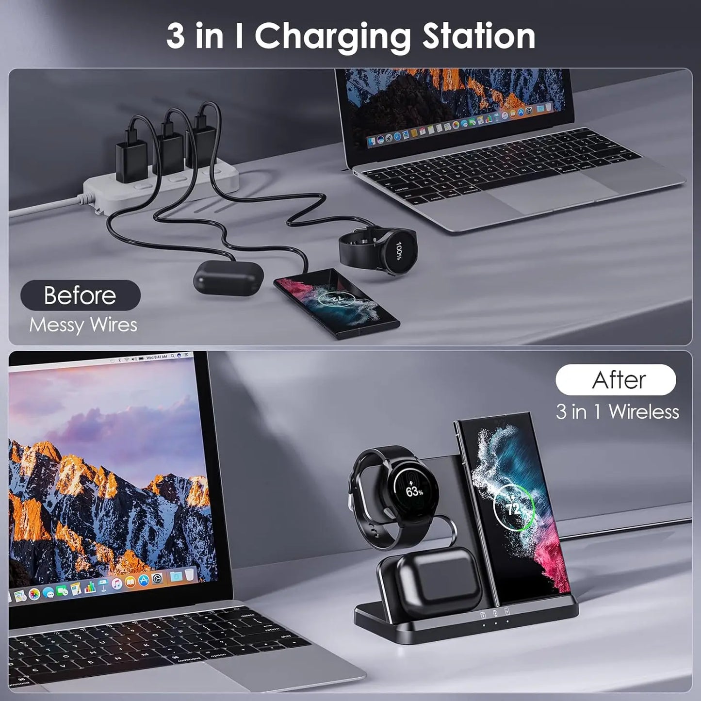 Wireless Charging Station 3 in 1