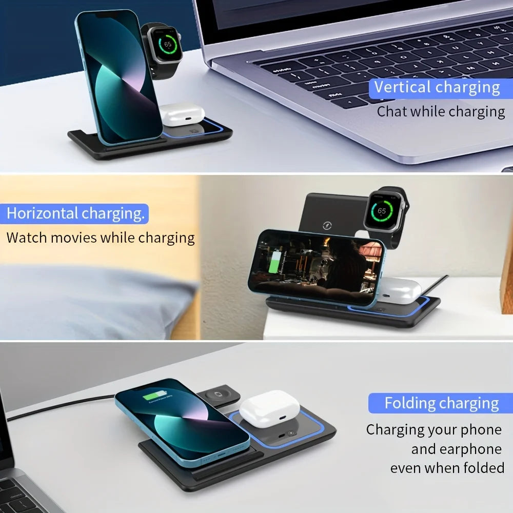 3 in 1 Apple LED Fast Wireless Charger