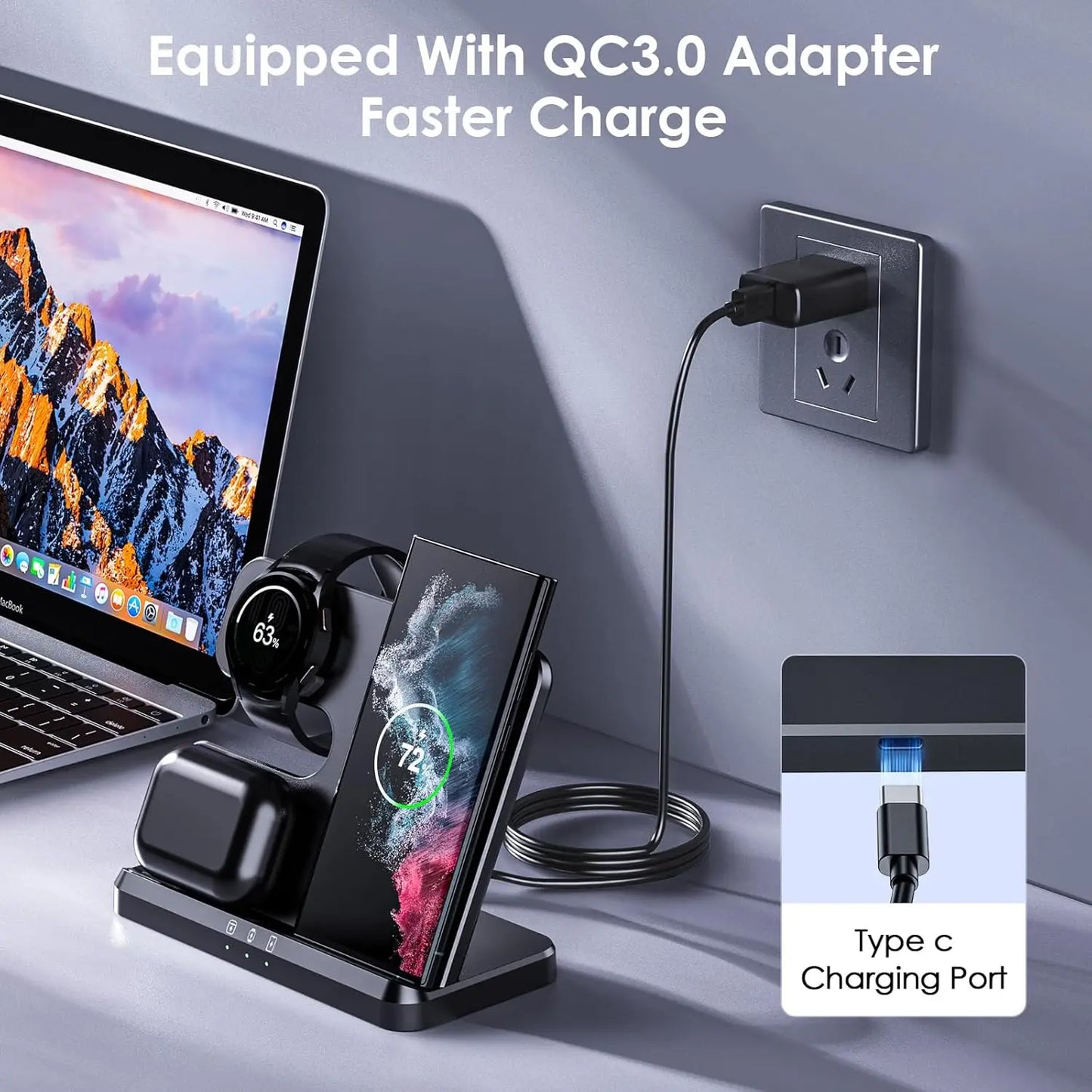 Wireless Charging Station 3 in 1