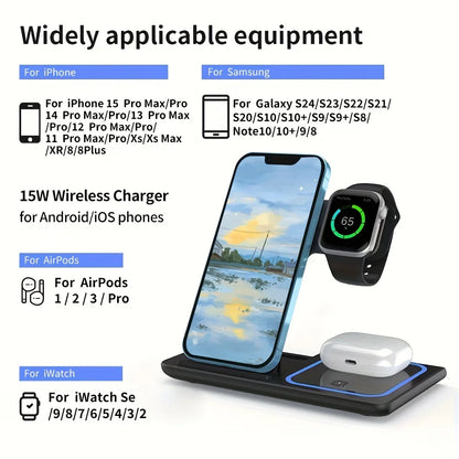 3 in 1 Apple LED Fast Wireless Charger